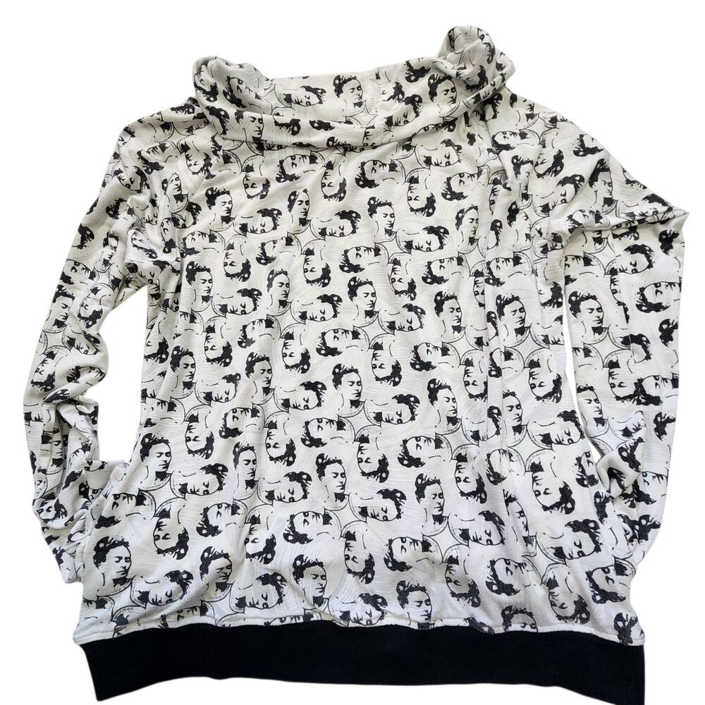 Pillo Frida Kahlo Face All Over Print Cowl Neck Top XL Art Teacher History Core - Picture 4 of 7